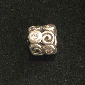 Pandora 925 Silver and Pink Accent Swirl Charm